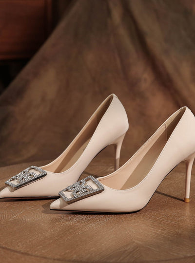 Fine-heeled Pointed Rhinestone High Heels Shoes