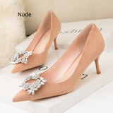 Thin-heeled Suede Shallow-mouth Pointed Shoes