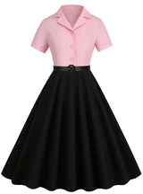 V-neck Short-sleeved Belt 50S Retro Dress