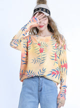 Long Sleeve Printed Round Neck Sweater