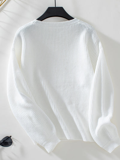 Casual Round Neck Long Sleeve Sweater