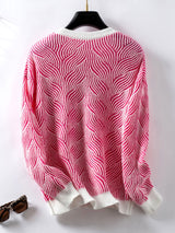 Loose Long-sleeved Contrast Vintage Striped Sweater