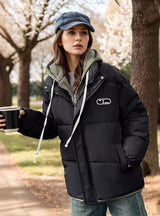 Fake Two-piece Hooded Thickened Cotton-padded Jacket