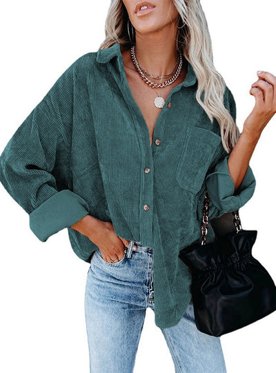 Loose Casual Corduroy Shirt Top