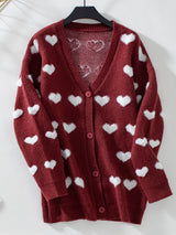 Women Love Heart Button Sweater Coat