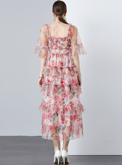 Heavy-duty Gauze Printed Long Dress