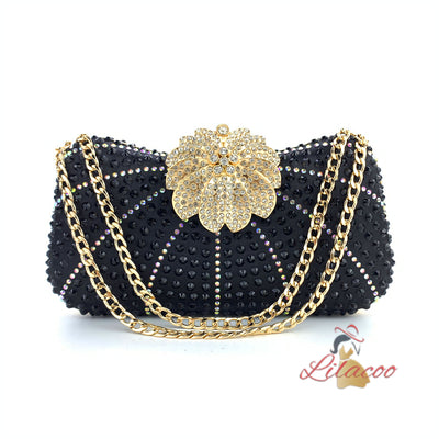 Chain Slung Rhinestone Handbag