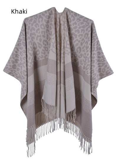 Leopard Tassel Scarf Shawl Cloak