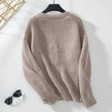 Loose V-neck Single-breasted Knitted Sweater