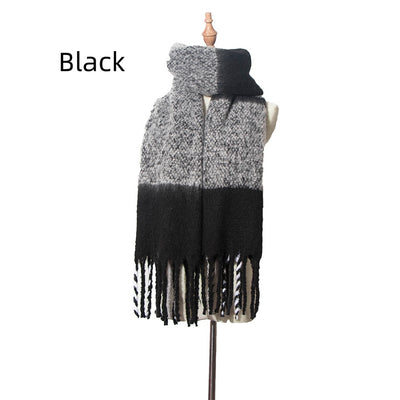 Thick Tassel Plaid Thickened Stitching Scarf