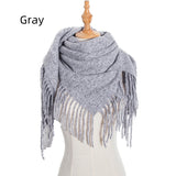 Bristle Solid Color Tassel Square Scarf