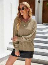 Women V neck Pullover Sweater