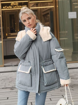 Thickened Silm Waist Long Cotton-padded Jacket