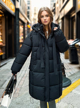 Loose Long Hooded Knee-length Cotton-padded Jacket