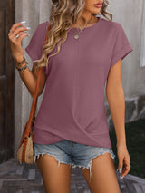 Solid Color Kink Loose Short Sleeve T-shirt