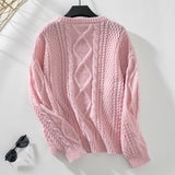 Solid Color Twist Pullover Sweater