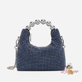 Silver Bead Chain Diamond-encrusted Diagonal Bag