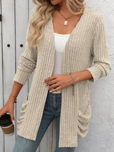 Solid Color Pocket Long Sleeve Coat