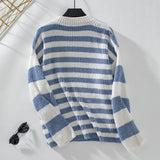 Casual Striped Color Matching Pullover Sweater