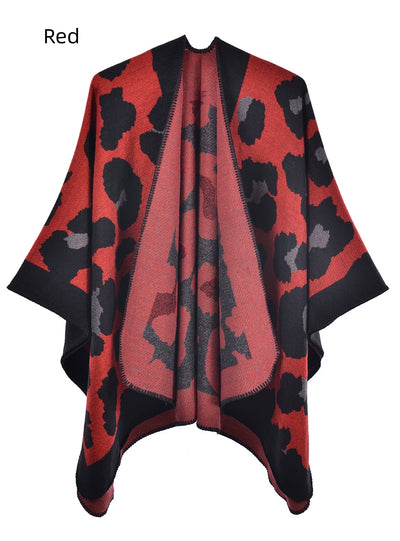 Leopard Print Shawl Split Cloak Scarf