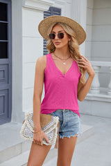 Solid Color V-neck Loose Vest T-shirt