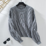 Solid Color Twist Pullover Retro Loose Sweater