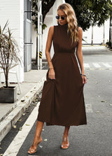 Solid Color Long Sleeveless Dress