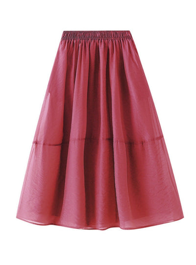 Women Gauze Stitching Big Swing Skirt