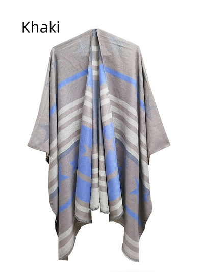 Women Star Jacquard Split Shawl