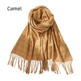 Women Fringed Plaid Scarf Shawl