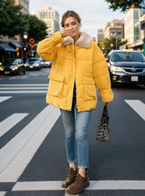 Corduroy Loose Padded Down Jacket Coat