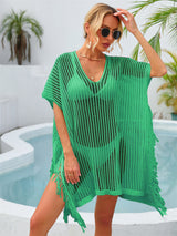 V-neck Hollow Tassel Beach Cover Up