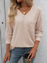 V-neck Color Matching Loose T-shirt