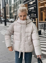 Warm Hooded Drawstring Warm Cotton-padded Jacket Coat