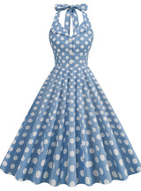 Retro Lapels Polka Dots Dress