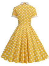 50'S Palace High Collar Polka Dot Retro Dress