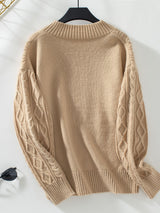 Solid Color Twisted Loose Long Sleeve Sweater