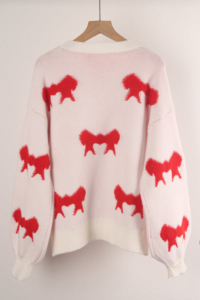 Round Neck Long Sleeve Bow Sweater