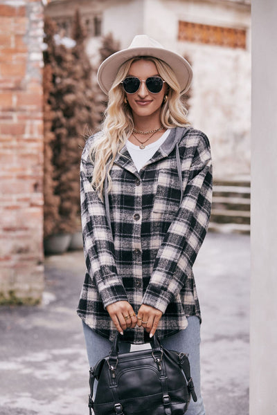 Flannel Plaid Casual Hooded Coat