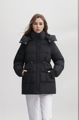 Long Slim Waist Hooded Cotton-padded Jacket