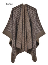 Geometric Diamond Shawl Coat Knitted Cloak