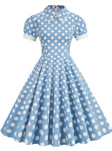 Retro Polka Dot Doll Collar Short Sleeve Dress