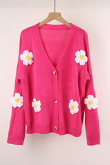 Button Cardigan Flower Sweater Coat