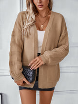 Solid Color Pocket Loose Long Sleeve Sweater Coat