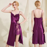 Lace Backless Split Home Nightgown