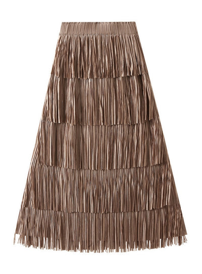 Pleated Tassel Stitching Skirt