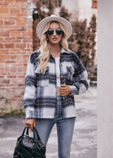 Plaid Short Woolen Thick Coat