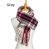 Women Plaid Fringed Scarf Shawl