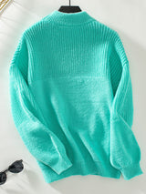 Solid Color Semi-high Neck Loose Sweater