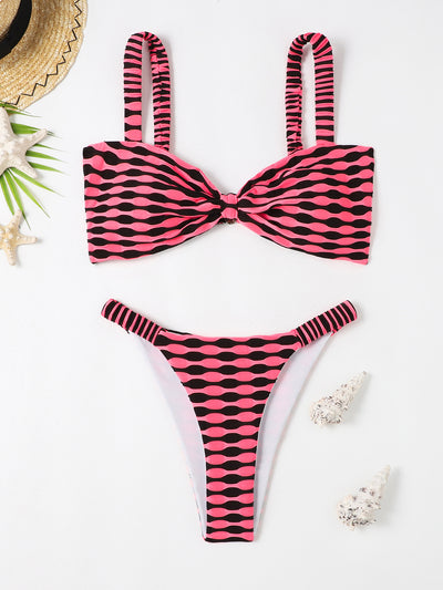 Sexy Printed Tube Top Bikini Swimsuit